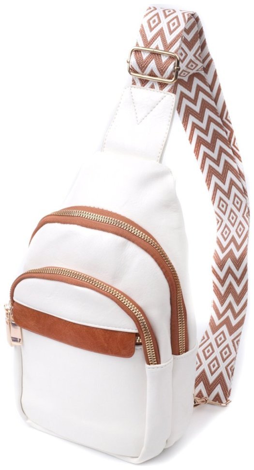 Біла жіноча сумка з гладкої екошкіри з однією лямкою через плече Vintage 2422768 modnotak фото №1