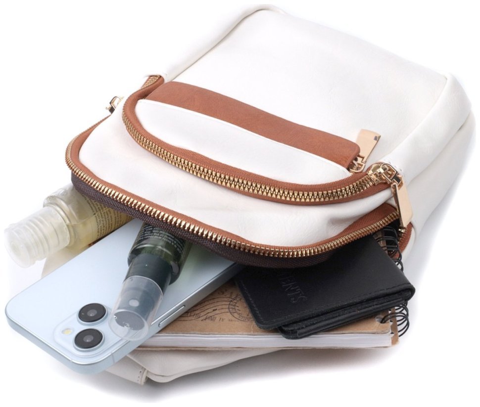 Біла жіноча сумка з гладкої екошкіри з однією лямкою через плече Vintage 2422768 modnotak фото №8