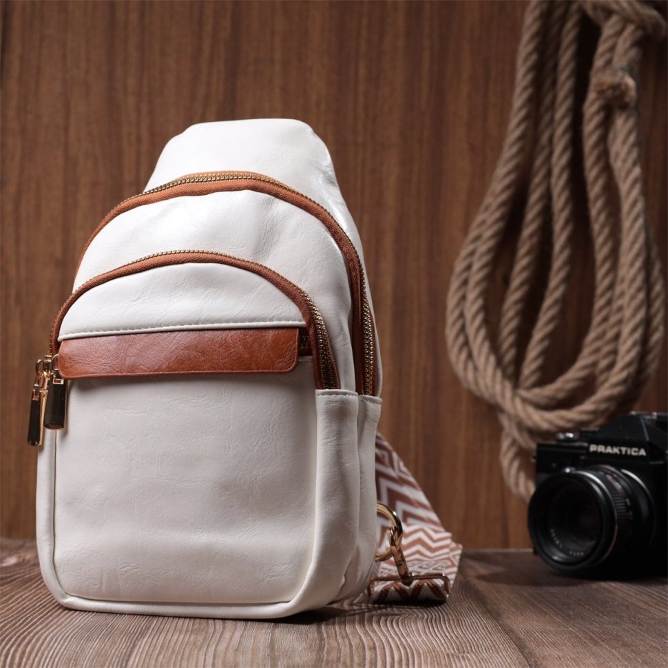 Біла жіноча сумка з гладкої екошкіри з однією лямкою через плече Vintage 2422768 modnotak фото №9