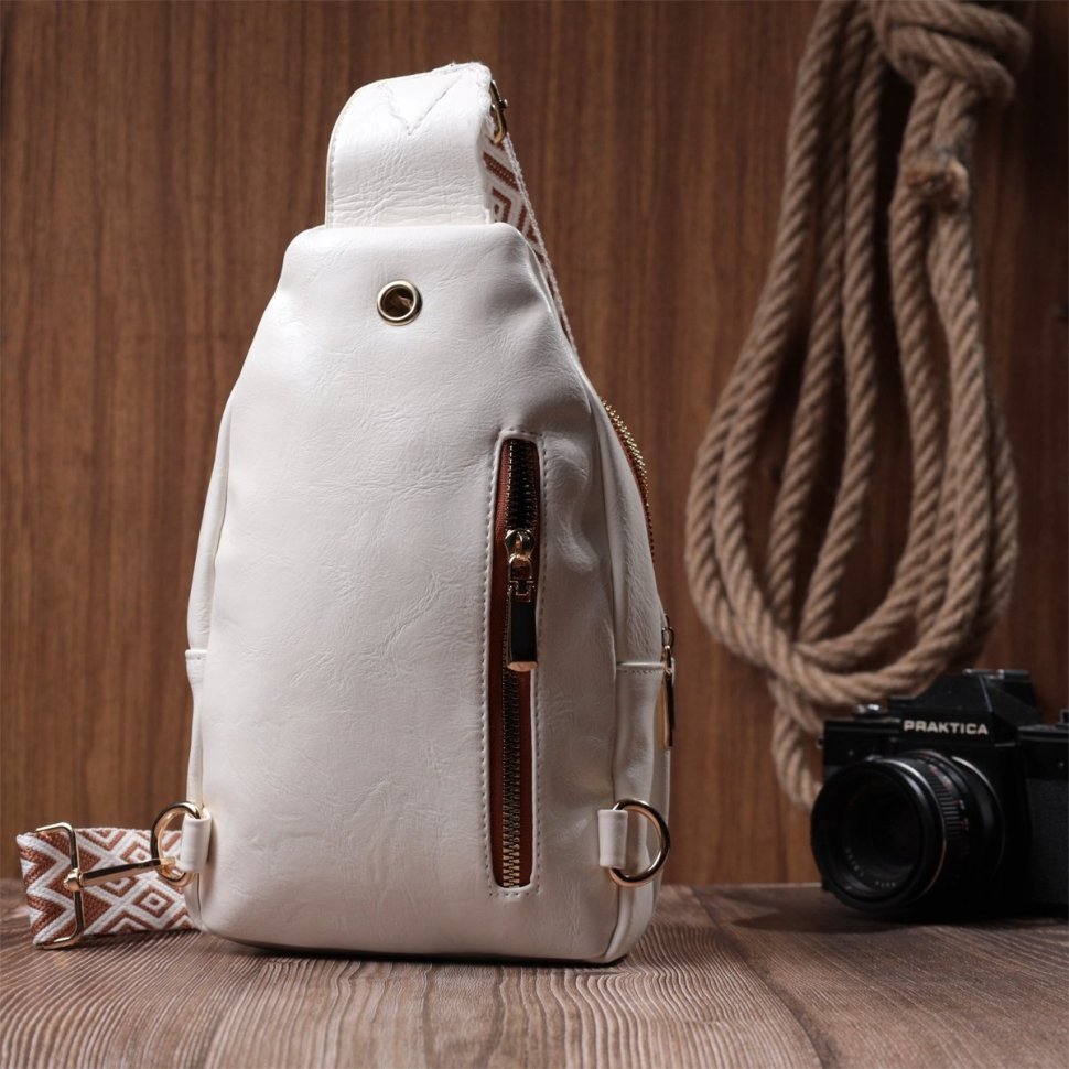 Біла жіноча сумка з гладкої екошкіри з однією лямкою через плече Vintage 2422768 modnotak фото №10