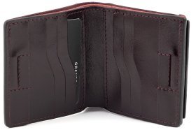 Маленькое женское портмоне на магнитах Grande Pelle 82768 бордового цвета