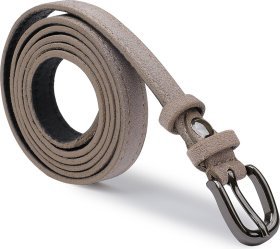 Тонкий женский замшевый ремень бежевого цвета Vintage (2420763)