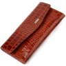 Жіночий гаманець коричневий з лакованої натуральної шкіри з тисненням під крокодила CANPELLINI (2421704) - 1