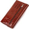 Жіночий гаманець коричневий з лакованої натуральної шкіри з тисненням під крокодила CANPELLINI (2421704) - 2