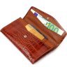 Жіночий гаманець коричневий з лакованої натуральної шкіри з тисненням під крокодила CANPELLINI (2421704) - 3