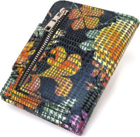 Разноцветный женский кошелек среднего размера из натуральной кожи на кнопке CANPELLINI (2421804)