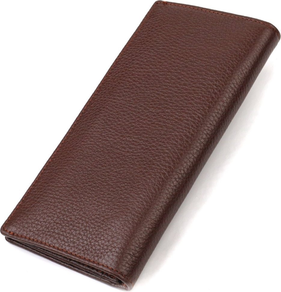 Мужской вертикальный бумажник из натуральной кожи коричневого цвета без застежки CANPELLINI (2421904)