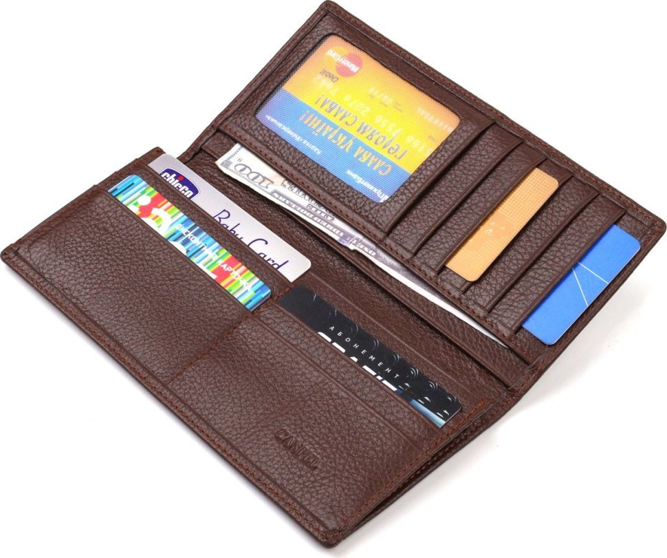 Мужской вертикальный бумажник из натуральной кожи коричневого цвета без застежки CANPELLINI (2421904)