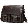 Коричневый мужской портфель из натуральной кожи с клапаном Vintage (14671) - 1