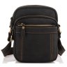 Наплечная компактная мужская сумка из натуральной кожи черного цвета Tiding Bag (15756) - 2