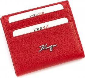 Подарочный набор из кожаных аксессуаров красного цвета для девушки (кошелек и визитница) KARYA (19850) - 2
