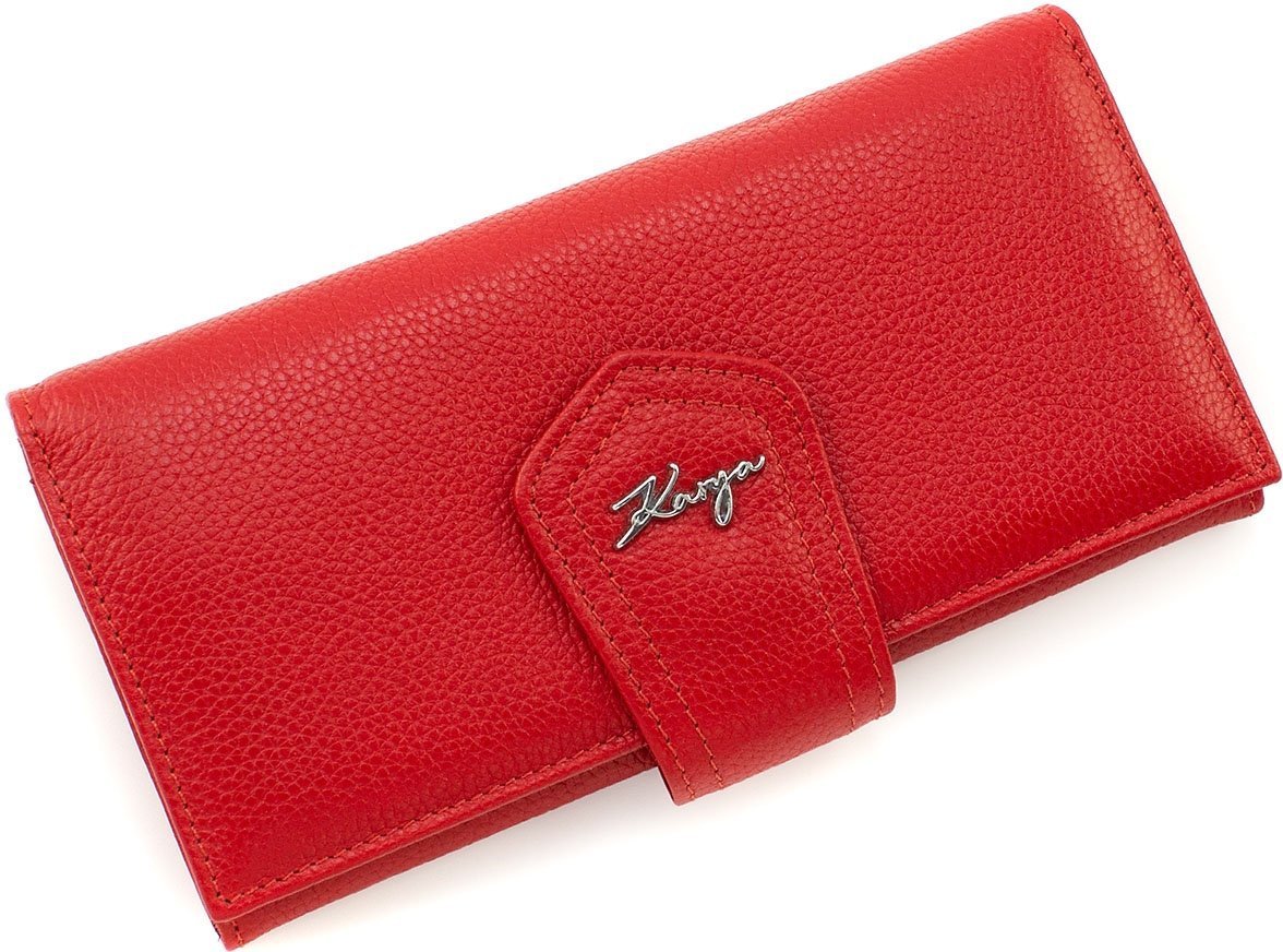 Подарочный набор из кожаных аксессуаров красного цвета для девушки (кошелек и визитница) KARYA (19850)