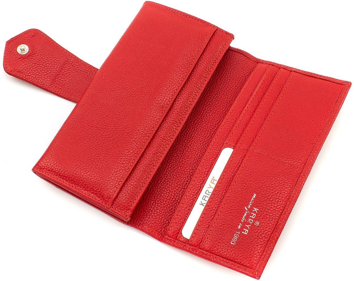 Подарочный набор из кожаных аксессуаров красного цвета для девушки (кошелек и визитница) KARYA (19850)