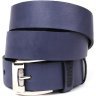 Универсальный кожаный мужской ремень синего цвета с серебристой пряжкой SHVIGEL 2411254 - 1