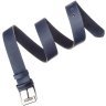 Универсальный кожаный мужской ремень синего цвета с серебристой пряжкой SHVIGEL 2411254 - 3