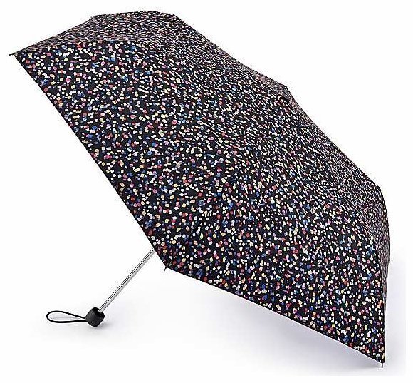Женский складной зонт Fulton L553 Superslim-2 Sprinkled Spot (механика, черный с разноцветным принтом конфетти) 93968 modnotak фото №1