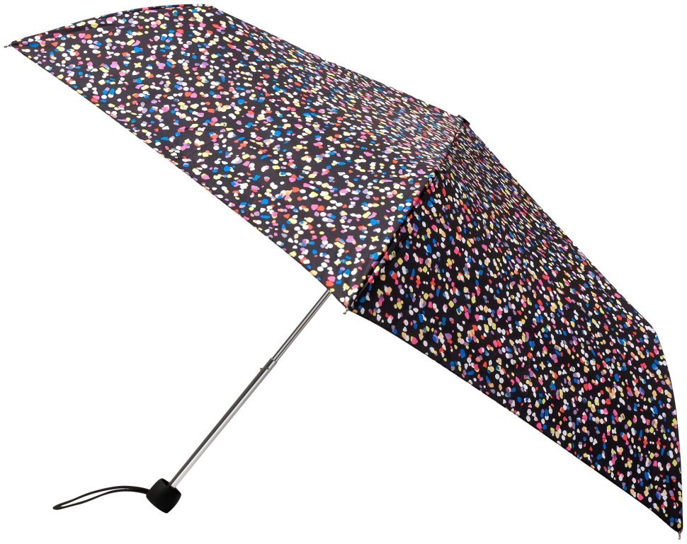 Женский складной зонт Fulton L553 Superslim-2 Sprinkled Spot (механика, черный с разноцветным принтом конфетти) 93968 modnotak фото №3
