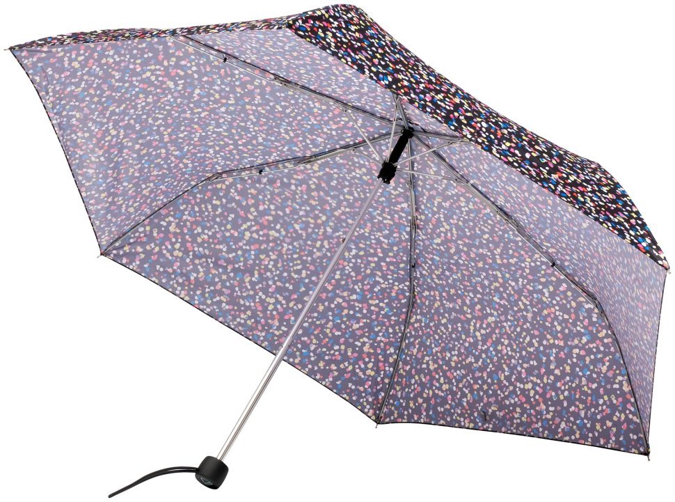 Женский складной зонт Fulton L553 Superslim-2 Sprinkled Spot (механика, черный с разноцветным принтом конфетти) 93968 modnotak фото №4