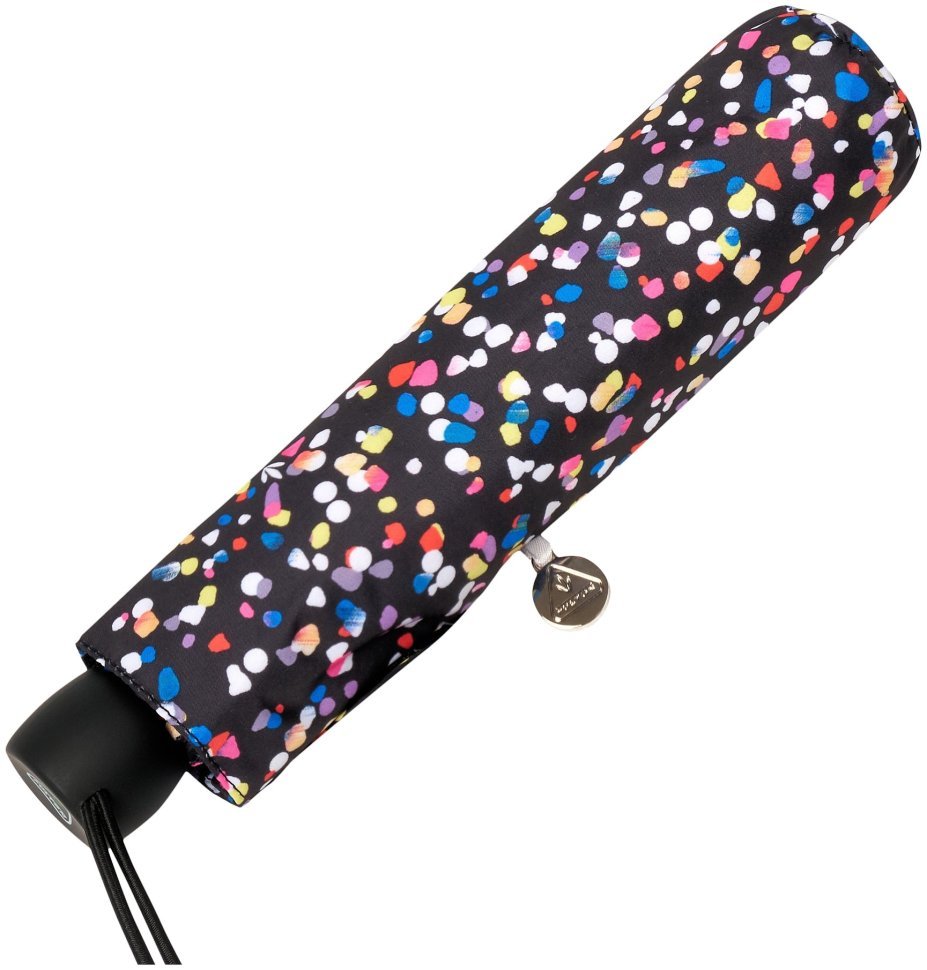 Женский складной зонт Fulton L553 Superslim-2 Sprinkled Spot (механика, черный с разноцветным принтом конфетти) 93968 modnotak фото №5