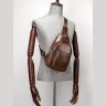 Коричневая мужская сумка-слинг из натуральной кожи Vintage (20340) - 7