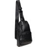 Практичная мужская черная сумка-слинг крупного размера из натуральной кожи Borsa Leather (22093) - 1