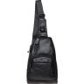 Практичная мужская черная сумка-слинг крупного размера из натуральной кожи Borsa Leather (22093) - 2