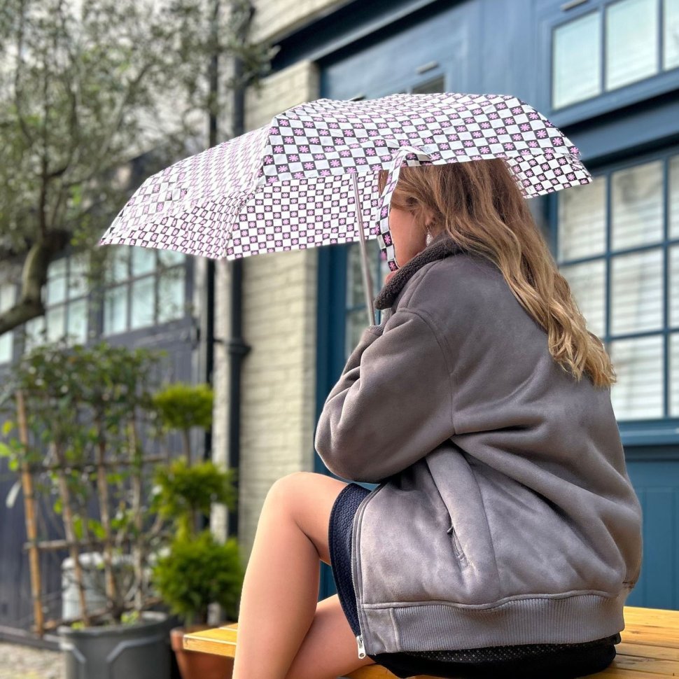 Женский складной зонт Fulton L501-041611 Tiny-2 Flower Check (Компактный, разноцветный в цветочную клетку, механика) 94368 modnotak фото №3