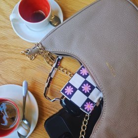 Жіноча складана парасолька Fulton L501-041611 Tiny-2 Flower Check (Компактна, різнокольорова в квіткову клітинку, механіка) 94368