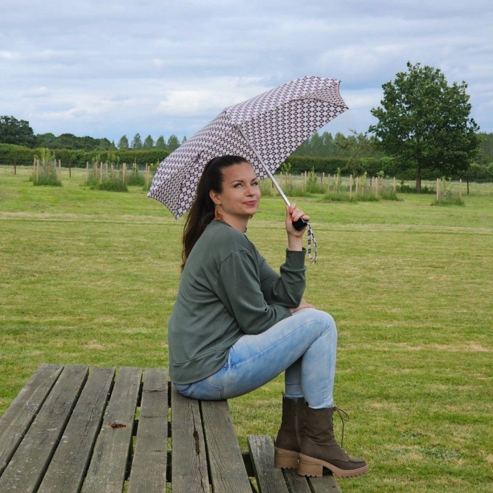 Женский складной зонт Fulton L501-041611 Tiny-2 Flower Check (Компактный, разноцветный в цветочную клетку, механика) 94368 modnotak фото №6