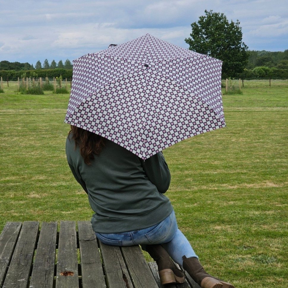 Женский складной зонт Fulton L501-041611 Tiny-2 Flower Check (Компактный, разноцветный в цветочную клетку, механика) 94368 modnotak фото №7