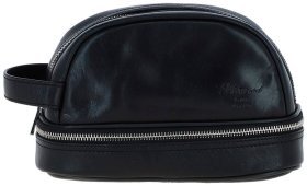 Мужской кожаный несессер на молнии с 1 отделением Ashwood PL41 94468 черного цвета