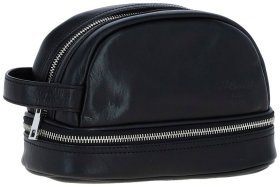 Мужской кожаный несессер на молнии с 1 отделением Ashwood PL41 94468 черного цвета