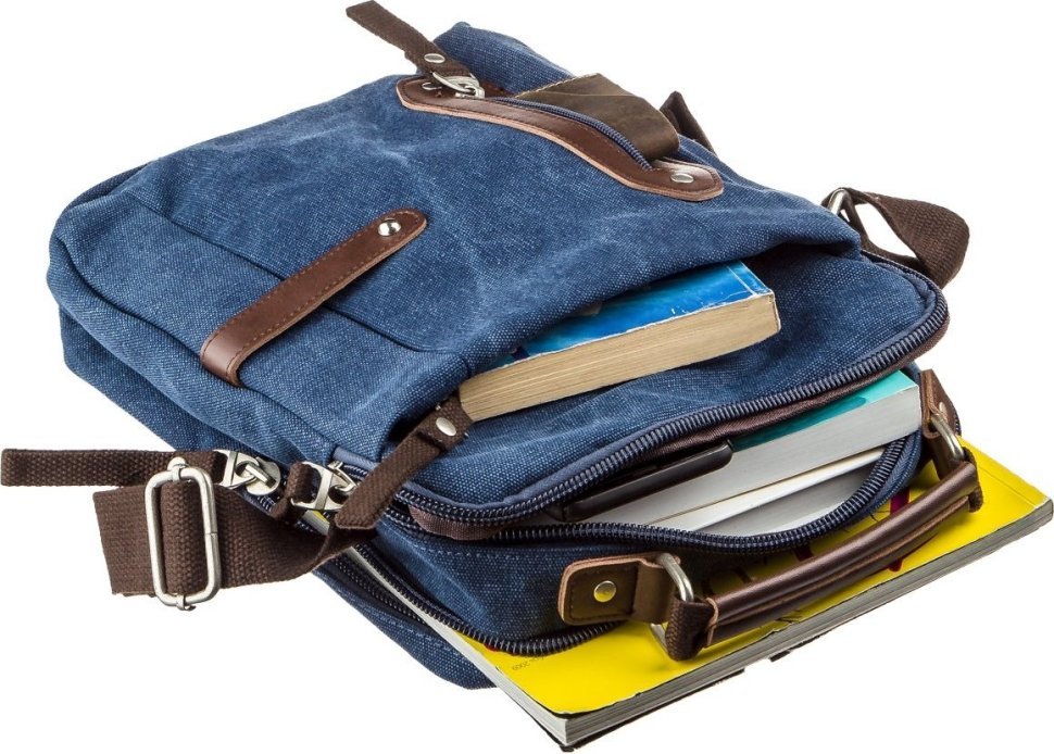 Синяя текстильная сумка вертикального типа Vintage (20156) modnotak фото №3