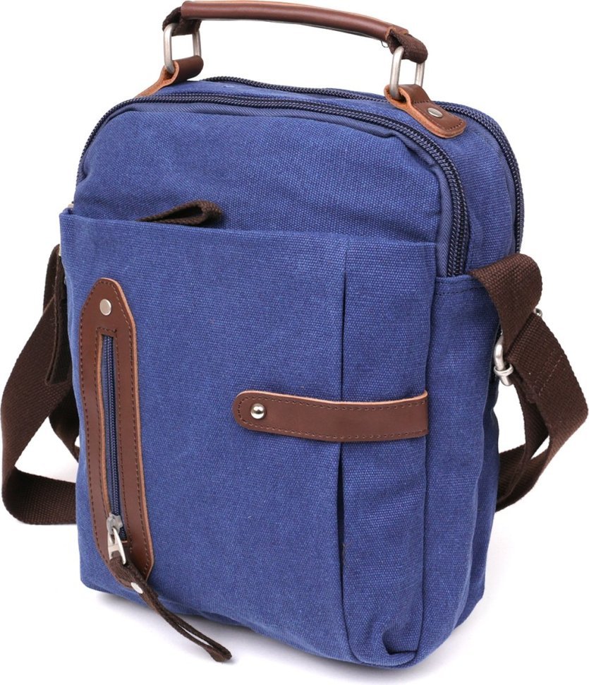 Синяя текстильная сумка вертикального типа Vintage (20156)