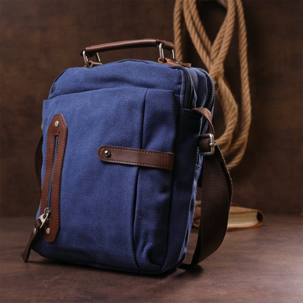 Синяя текстильная сумка вертикального типа Vintage (20156)