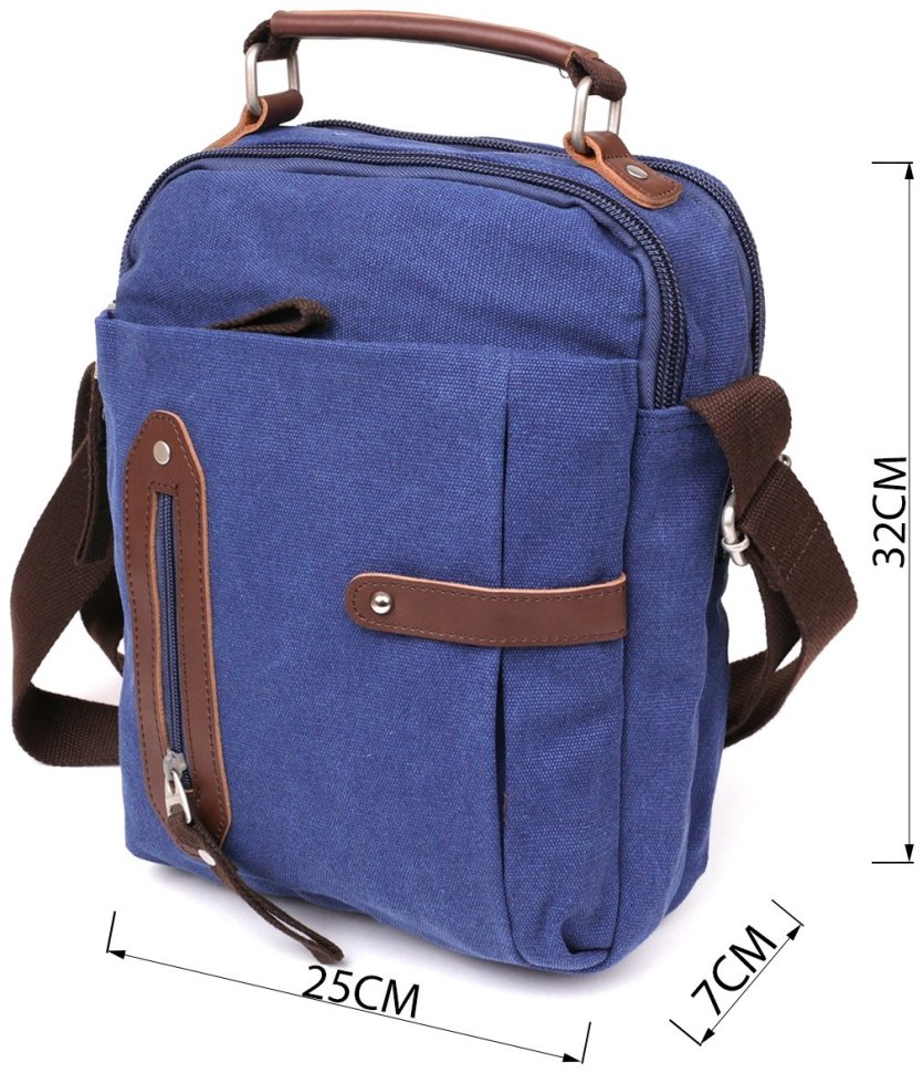 Синяя текстильная сумка вертикального типа Vintage (20156) modnotak фото №11