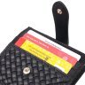 Чорний жіночий гаманець компактного розміру з натуральної шкіри під плетінку KARYA (2420954) - 3