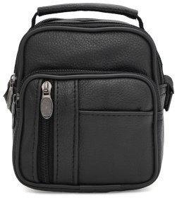 Компактна чоловіча барсетка з натуральної фактурної шкіри Borsa Leather 94668 чорного кольору