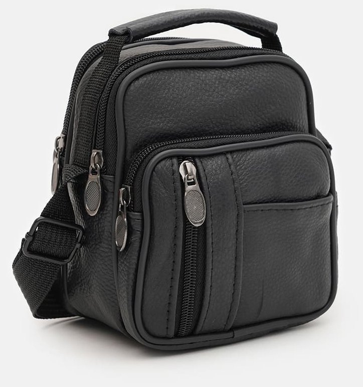 Компактная мужская барсетка из натуральной фактурной кожи Borsa Leather 94668 чёрного цвета фото №2 Компактная мужская барсетка из натуральной фактурной кожи Borsa Leather 94668 чёрного цвета modnotak фото №2
