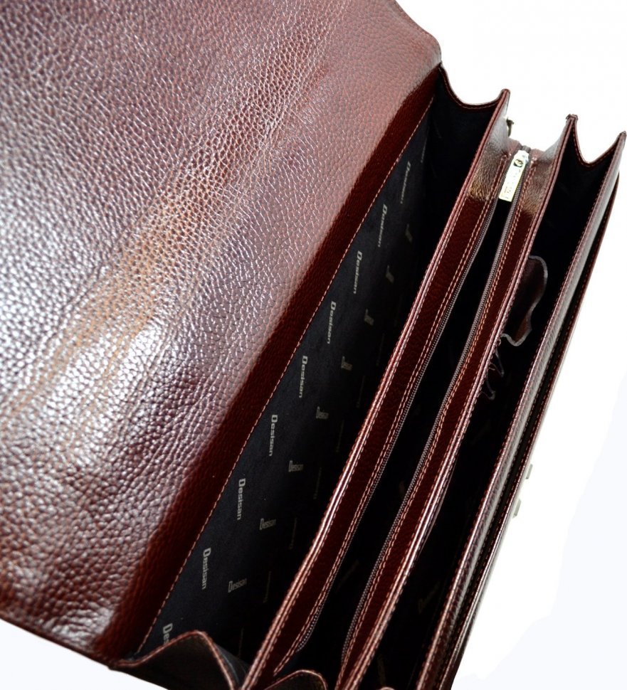 Міцний чоловічий портфель коричневого кольору з натуральної шкіри Desisan (317-019)