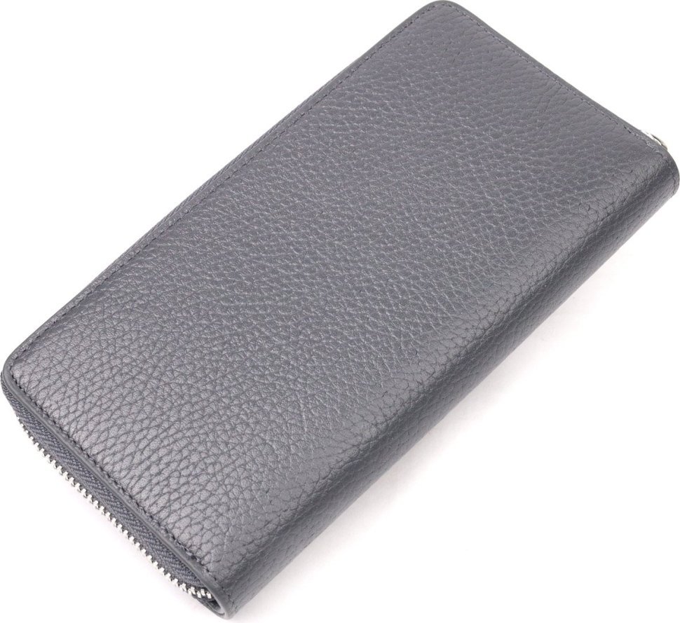 Сірий великий жіночий гаманець із натуральної шкіри флотар KARYA (2421154)