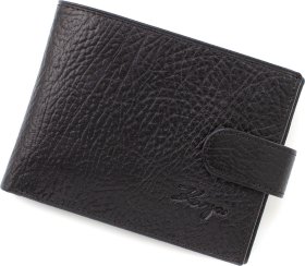 Класичне чоловіче чорне портмоне із фактурної шкіри KARYA (21038)