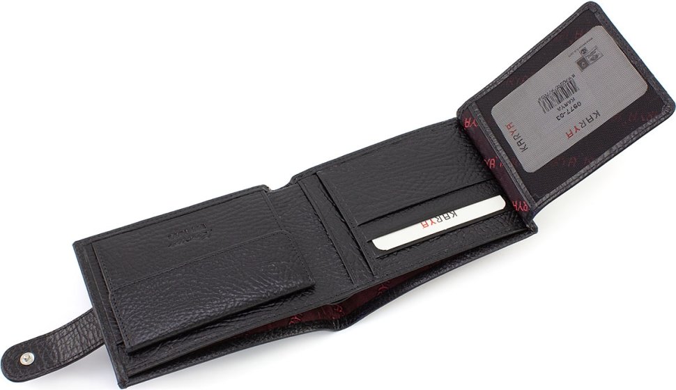 Классическое мужское черное портмоне из фактурной кожи KARYA (21038)
