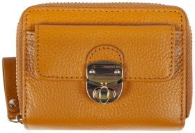 Вместительный кожаный женский кошелек с монетницей Ashwood Y50 желтого цвета 95468