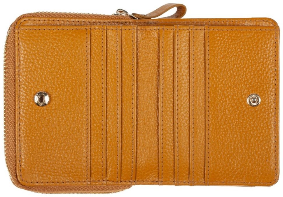 Вместительный кожаный женский кошелек с монетницей Ashwood Y50 желтого цвета 95468 modnotak фото №3