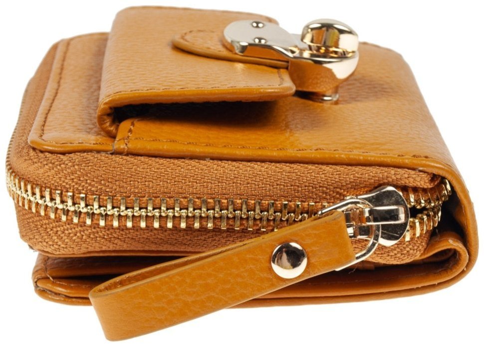 Вместительный кожаный женский кошелек с монетницей Ashwood Y50 желтого цвета 95468 modnotak фото №6