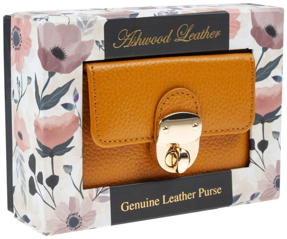 Вместительный кожаный женский кошелек с монетницей Ashwood Y50 желтого цвета 95468 modnotak фото №7