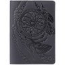 Обложка на паспорт из черной винтажной кожи с рисунком SHVIGEL (2413837) - 1