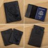 Обложка на паспорт из черной винтажной кожи с рисунком SHVIGEL (2413837) - 2