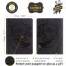 Обложка на паспорт из черной винтажной кожи с рисунком SHVIGEL (2413837) - 3